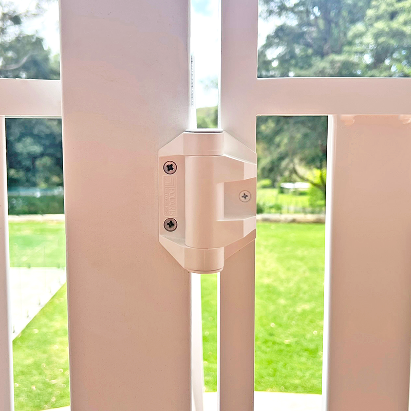 Polymer Hinge white on metal gate